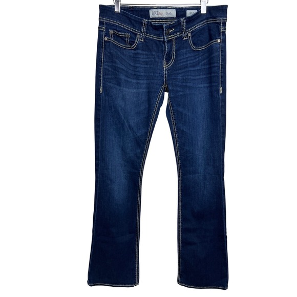 BKE Denim - BKE Stella Bootcut Jeans Womens 30L Dark Wash Thick Stitch Low Rise Denim